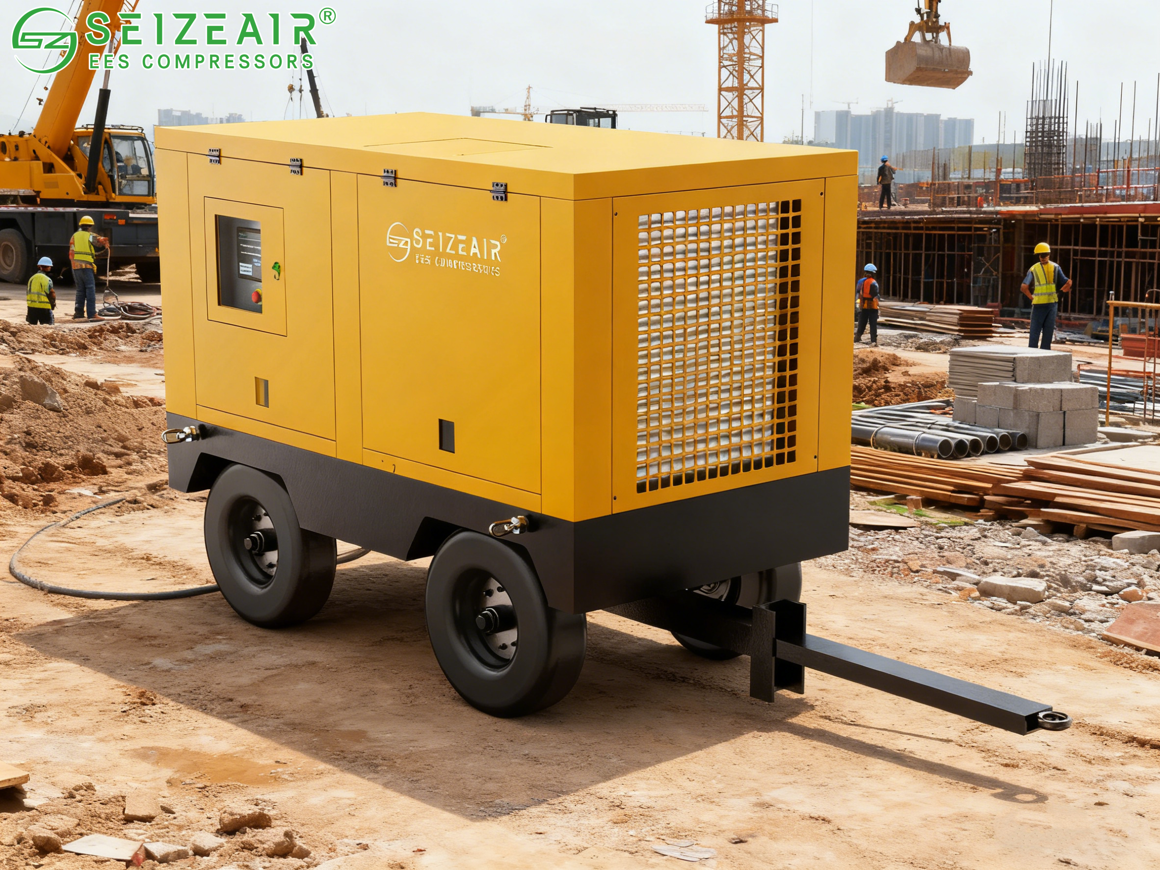 Portable Air Compressor Used in Construction Projects