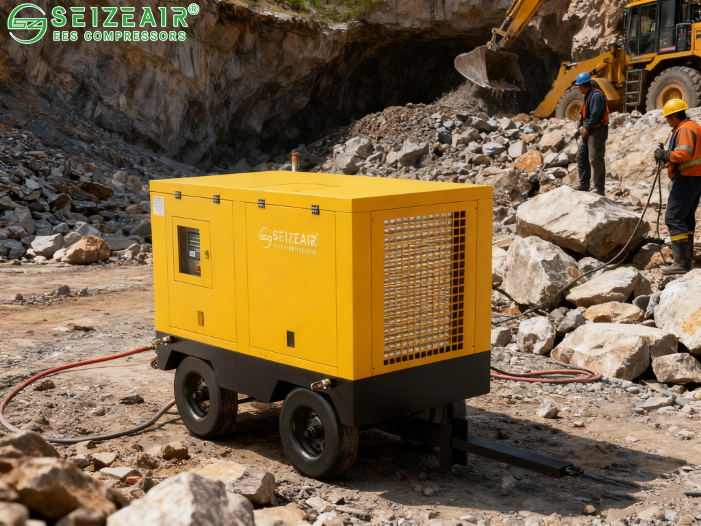 industrial portable air compressor continuous duty application